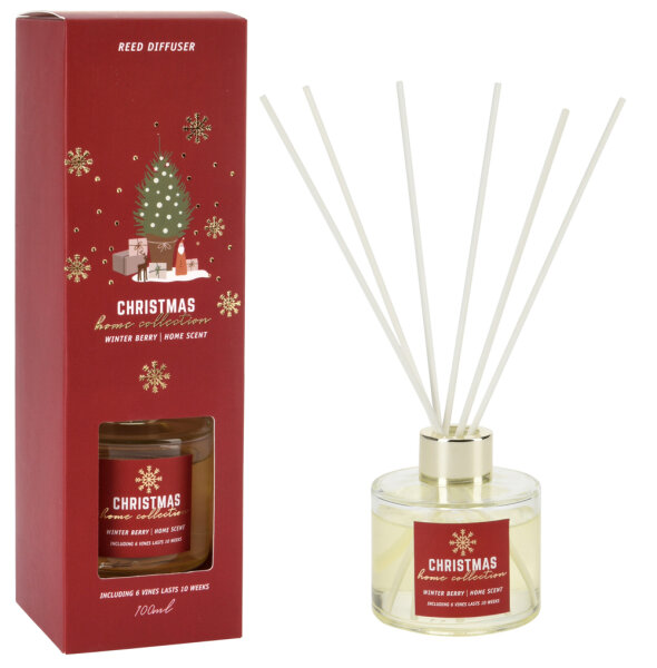Raumduft Diffuser Christmas Home Collection WINTER BERRY 100 ml  - Lufterfrischer Weihnachten, Duftstäbchen, Raum Duft Weihnachtszeit, Verdunster