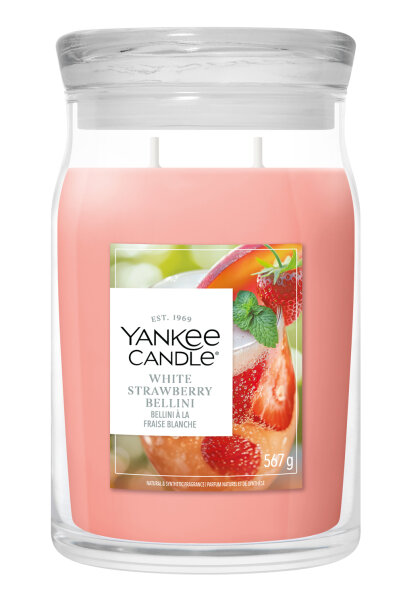 White Strawberry Bellini - Yankee Candle Sommerkollektion Signature Duftkerze im Glas (groß) - Kerze mit Brenndauer bis zu 80 Stunden