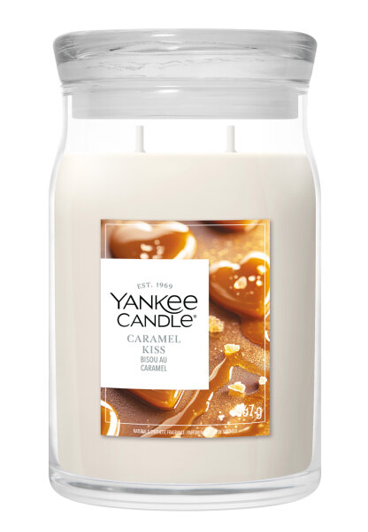 Caramel Kiss - Yankee Candle Herbstkollektion Signature Duftkerze im Glas (groß) - Kerze mit Brenndauer bis zu 80 Stunden