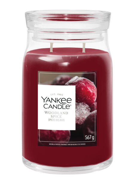 Woodland Spice - Yankee Candle Winterkollektion Signature Duftkerze im Glas (groß) - Kerze mit Brenndauer bis zu 80 Stunden