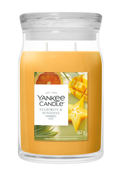 Starfruit & Sunshine - Yankee Candle Sommerduft Signature Duftkerze im Glas (groß) - Kerze mit Brenndauer bis zu 80 Stunden