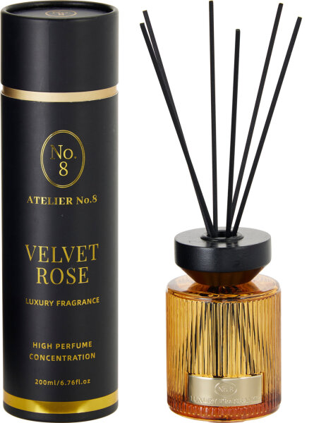 Raumduft Diffuser Luxury Fragrance Atelier No 8 VELVET ROSE 500 ml  - Lufterfrischer, Parfüm, Duftstäbchen, Luxus Raum Duft, Verdunster