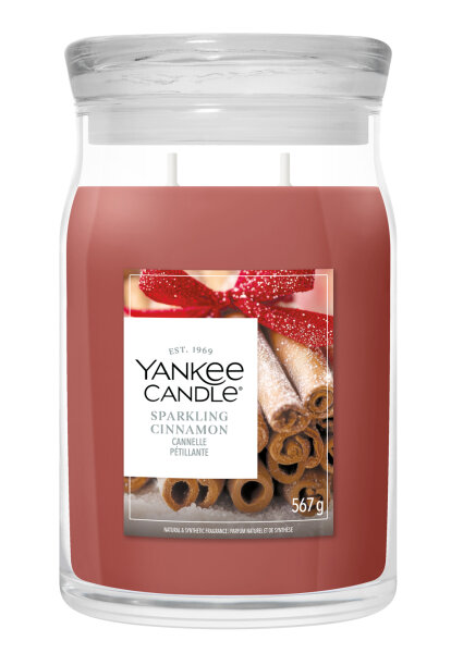 Sparkling Cinnamon - Yankee Candle Winterkollektion Signature Duftkerze im Glas (groß) - Kerze mit Brenndauer bis zu 80 Stunden